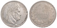 France 5 Francs Coin, Louis-Philippe, Bordeaux, Silver -