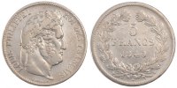 France 5 Francs Coin, Louis-Philippe, Lille, Silver -