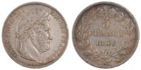 France 5 Francs Coin, Louis-Philippe, Strasbourg, Silver -