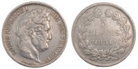 France 5 Francs Coin, Louis-Philippe, La Rochelle, Silver -