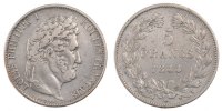 France 5 Francs Coin, Louis-Philippe, Lille, Silver -