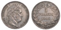 France 5 Francs Coin, Louis-Philippe, Strasbourg, Silver -