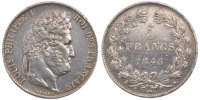 France 5 Francs Coin, Louis-Philippe, Bordeaux, Silver -