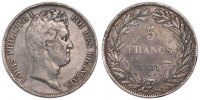 France 5 Francs Coin, Louis-Philippe, Strasbourg, Silver -
