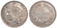 France 5 Francs Coin, Cérès, Bordeaux, Silver, Gadoury:742 -
