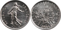 France 5 Francs Coin, Semeuse, Paris, Nickel Clad -