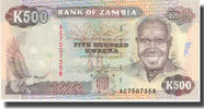 Zambia 500 Kwacha Banknote, Undated (1991), KM:35s -