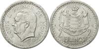 Monaco 2 Francs Coin, Louis II, Undated (1943), Aluminum, KM:121 -