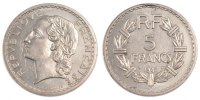France 5 Francs Coin, Lavrillier, Paris, Nickel, Gadoury:760 -