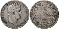 France 5 Francs Coin, Louis-Philippe, Marseille, Silver -