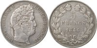 France 5 Francs Coin, Louis-Philippe, Paris, Silver -