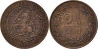 Netherlands 2-1/2 Cent Coin, William III, Bronze, KM:108.1 -
