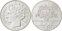 France 100 Francs Coin, Silver, KM:E141 -