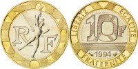 France 10 Francs Coin, Génie, Aluminum-Bronze, KM:964.2 -