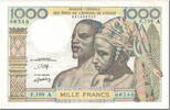 West African States 1000 Francs Banknote, Undated (1980), KM:103An -