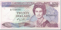 East Caribbean States 20 Dollars Banknote, Undated (1988-93) -