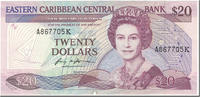 East Caribbean States 20 Dollars Banknote, Undated (1988-93) -