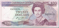 East Caribbean States 20 Dollars Banknote, Undated (1988-93) -