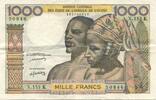 West African States 1000 Francs Banknote, Undated (1977-92), KM:803Tm -