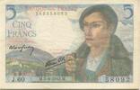France 5 Francs Berger, 1943-08-05, Fayette:5.3, KM:98a -