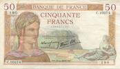 France 50 Francs Cérès, 1939-06-15, Fayette:18.26, KM:85b -