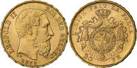 Belgium 20 Francs Leopold II, Brussels, Gold, KM:37 -
