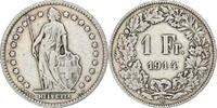 Switzerland 1 Franc Helvetia, Bern, Silver, KM:24 -