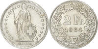 Switzerland 2 Francs Helvetia, Bern, Silver, KM:21 -