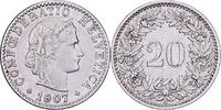 Switzerland 20 Rappen 1907 B Bern, Nickel, KM:29 SS+ 10.36 £  +  4.29 £ shipping