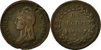 France Decime Coin, Dupré, Paris, Bronze, KM:644.1 -