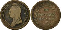 France Decime Coin, Dupré, Lille, Bronze, KM:644.11 -