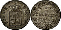 German States 3 Kreuzer, Groschen Coin, WURTTEMBERG, Wilhelm I -