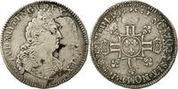 France 1/2 Ecu Coin, Louis XIV, 1/2 Écu aux 8 L, Silver -