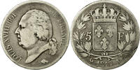 France 5 Francs Coin, Louis XVIII, Louis XVIII, Paris -