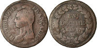 France Decime Coin, Dupré, Lille, Bronze, KM:644.11 -