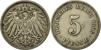 GERMANY - EMPIRE 5 Pfennig Coin, Wilhelm II, Stuttgart -