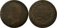 Monaco 5 Centimes, Cinq Coin, Honore V, Cast Brass -