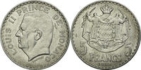 Monaco 5 Francs Coin, Louis II, Poissy, Aluminum, KM:122 -