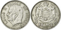 Monaco 5 Francs Coin, Louis II, Poissy, Aluminum, KM:122 -