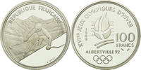 France 100 Francs Coin, Ski alpin, Silver, KM:971, Gadoury:C1 -