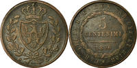 ITALIAN STATES 5 Centesimi Coin, SARDINIA, Carlo Felice, Torino -
