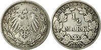 GERMANY - EMPIRE 1/2 Mark Coin, Munich, Silver, KM:17 -