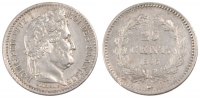 France 25 Centimes Coin, Louis-Philippe, Rouen, Silver -