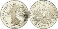 France 5 Francs Coin, Semeuse, Paris, Proof, Nickel Clad -