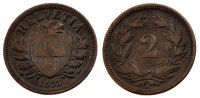 Switzerland 2 Rappen Coin, Paris, Bronze -