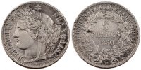 France 5 Francs Coin, Cérès, Strasbourg, Silver -