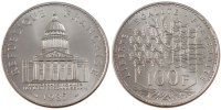 France 100 Francs Coin, Panthéon, Paris, Silver, Gadoury:898 -