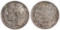 France 5 Francs Coin, Cérès, Paris, Silver, Gadoury:719 -