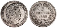 France 5 Francs Coin, Louis-Philippe, Paris, Silver -