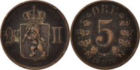 Norway 5 Öre Coin, Bronze, KM:349 -